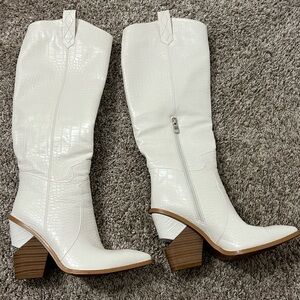 Knee High White Boots
